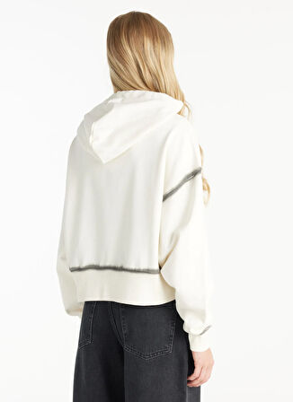Ted Baker Kapüşon Yaka Düz Ekru Kadın Sweatshırt TBWRTS1034