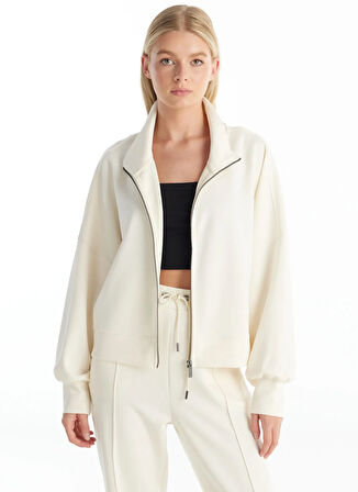 Ted Baker Dik Yaka Düz Ekru Kadın Sweatshırt TBWRTS1073