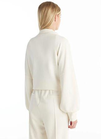 Ted Baker Dik Yaka Düz Ekru Kadın Sweatshırt TBWRTS1073