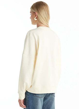 Ted Baker Balıkçı Yaka Nakışlı Ekru Kadın Sweatshırt TBWRTS1083
