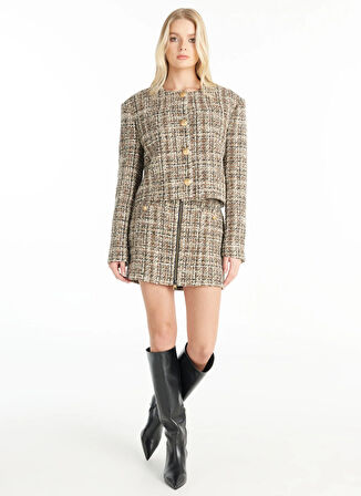 Ted Baker Normal Bel Kahve Kadın Tüvit Mini Etek TBWRSK1001