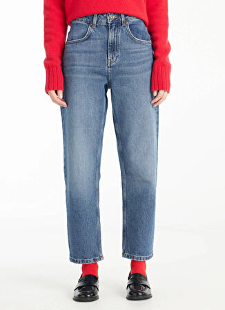 Ted Baker Normal Bel Tapered Fit Koyu Mavi Kadın Pantolon TBWRDN1036-2