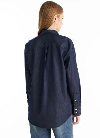 Ted Baker Standart Gömlek Yaka Düz Koyu Mavi Kadın Gömlek TBWRSH1031