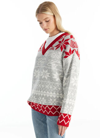 Ted Baker Bisiklet Yaka Standart Jakarlı Çok Renkli Kazak Kadın TBWRKW1022