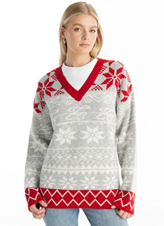 Ted Baker Bisiklet Yaka Standart Jakarlı Çok Renkli Kazak Kadın TBWRKW1022