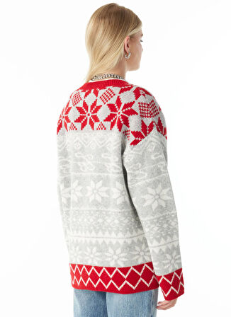 Ted Baker Bisiklet Yaka Standart Jakarlı Çok Renkli Kazak Kadın TBWRKW1022