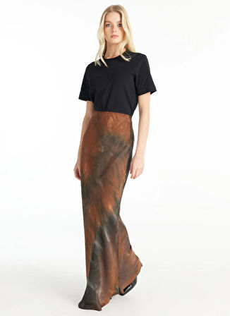 Ted Baker Lastikli Bel Kiremit Kadın Batik Maksi Etek TBWRSK1016-2