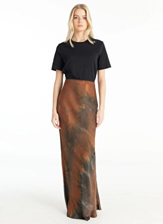 Ted Baker Lastikli Bel Kiremit Kadın Batik Maksi Etek TBWRSK1016-2
