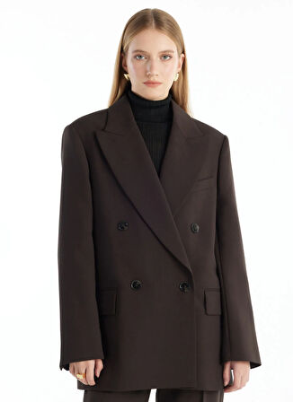 Ted Baker Oversized Koyu Kahve Kadın Ceket TBWRJC1018-3