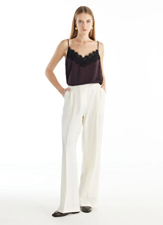 Ted Baker V Yaka Düz Koyu Kahve Kadın Bluz TBWRSH1016