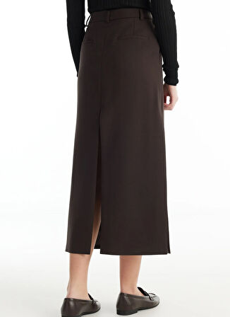 Ted Baker Standart Bel Koyu Kahve Kadın Düz Midi Etek TBWRSK1000