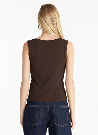 Ted Baker Kare Yaka Düz Koyu Kahve Kadın Atlet TBWRTS1086