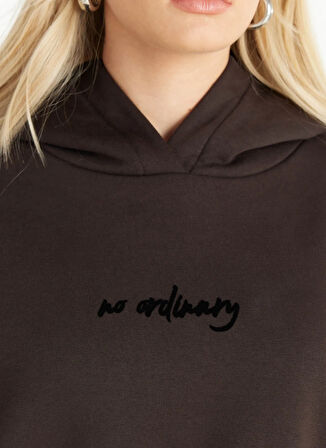 Ted Baker Kapüşon Yaka Düz Koyu Kahve Kadın Sweatshırt TBWRTS1040