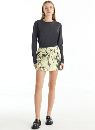 Ted Baker Normal Bel Sarı Kadın Çiçek Desenli Mini Etek TBWRSK1014-1