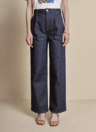 Brooks Brothers Lacivert Kadın Oversize Denim Pantolon BBFW25FDP003