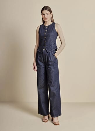 Brooks Brothers Lacivert Kadın Oversize Denim Pantolon BBFW25FDP003