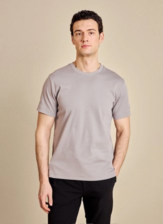 Brooks Brothers Bisiklet Yaka Gri Erkek T-Shirt BBSS26MTS002