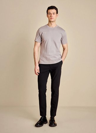 Brooks Brothers Bisiklet Yaka Gri Erkek T-Shirt BBSS26MTS002