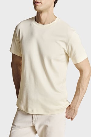Brooks Brothers Logolu % 100 Pamuk Bisiklet Yaka T-shirt Erkek T SHİRT BBSS26MTS002142 BEJ