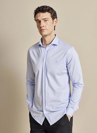 Brooks Brothers Mavi  Erkek İtalyan Slim Fit Çizgili Gömlek BBSS26MKN002