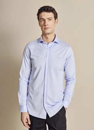 Brooks Brothers Mavi  Erkek İtalyan Slim Fit Çizgili Gömlek BBSS26MKN002