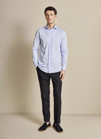Brooks Brothers Mavi  Erkek İtalyan Slim Fit Çizgili Gömlek BBSS26MKN002