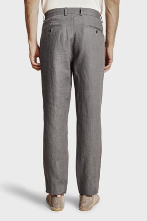 Brooks Brothers % 100 Keten Normal Bel Düz Paça Pantolon Erkek PANTOLON BBSS26MPT022108 ANTRASİT