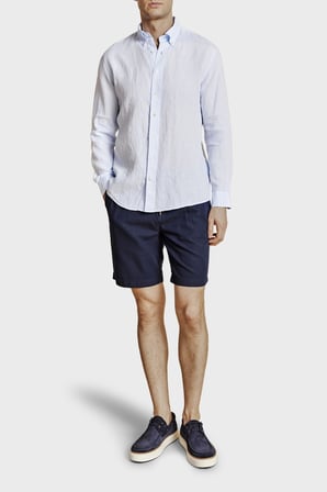 Brooks Brothers Pamuk ve Keten Karışımlı Bağcıklı Şort Erkek ŞORT BBSS26MSO003137 LACİVERT