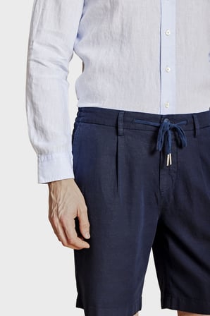Brooks Brothers Pamuk ve Keten Karışımlı Bağcıklı Şort Erkek ŞORT BBSS26MSO003137 LACİVERT