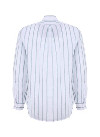 Brooks Brothers Yeşil - Beyaz Erkek Düğmeli Regular Fit Çizgili Gömlek BBSS26MSH013
