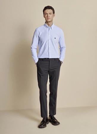 Brooks Brothers Mavi Erkek Regular Fit Çizgili %100 Pamuk Gömlek BBSS26MKN003
