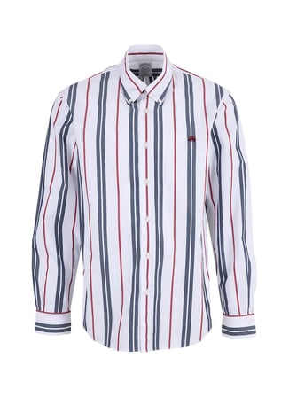 Brooks Brothers Beyaz Erkek Düğmeli Slim Fit Çizgili Gömlek BBSS26MSH016