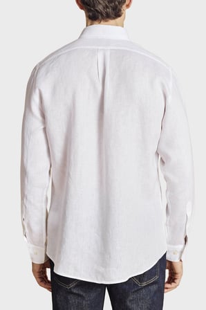 Brooks Brothers Düğmeli Yaka Regular Fit %100 Keten Uzun Kollu Gömlek Erkek GÖMLEK BBSS26MSH022100 BEYAZ