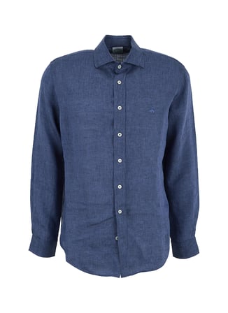 Brooks Brothers Mavi Erkek İtalyan Slim Fit Melanj Gömlek BBSS26MSH024
