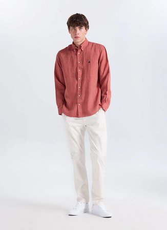 Brooks Brothers Kırmızı Erkek Düğmeli Regular Fit Melanj Gömlek BBSS26MSH022