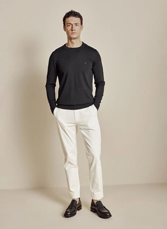 Brooks Brothers Siyah Erkek Bisiklet Standart Logo Baskılı Kazak BBSS26MKL012