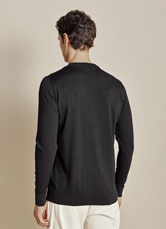 Brooks Brothers Siyah Erkek Bisiklet Standart Logo Baskılı Kazak BBSS26MKL012