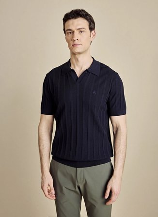 Brooks Brothers Polo Yaka Standart Lacivert Erkek Kazak BBSS26MKL009