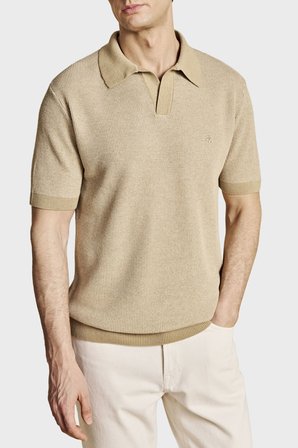 Brooks Brothers Keten Karışımlı Kısa Kollu Polo Yaka Kazak Erkek POLO YAKA KAZAK BBSS26MKL006146 CAMEL
