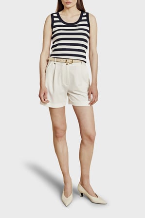 Brooks Brothers Çizgili Bisiklet Yaka Atlet Bayan ATLET BBSS26FKT010388 Lacivert-Kırık Beyaz