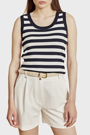 Brooks Brothers Çizgili Bisiklet Yaka Atlet Bayan ATLET BBSS26FKT010388 Lacivert-Kırık Beyaz