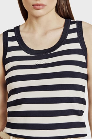 Brooks Brothers Çizgili Bisiklet Yaka Atlet Bayan ATLET BBSS26FKT010388 Lacivert-Kırık Beyaz