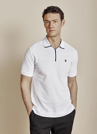 Brooks Brothers Beyaz Erkek Standart Logo Baskılı T-Shirt BBSS26MTS013