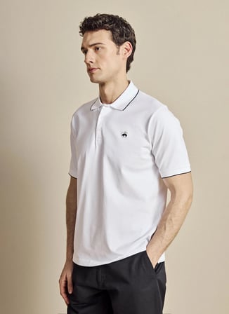 Brooks Brothers Beyaz Erkek Logo Baskılı T-Shirt BBSS26MTS019
