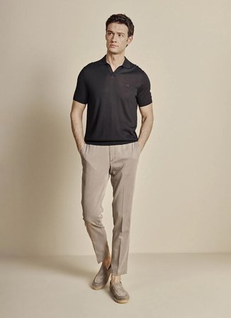 Brooks Brothers Siyah Erkek Standart Fit Logo Baskılı Kısa Kollu Triko T-Shirt BBSS26MKL020