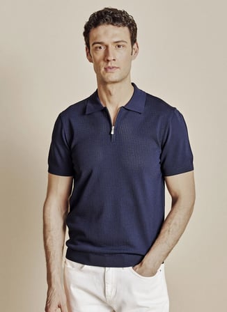 Brooks Brothers Lacivert Erkek Ajurlu Desen Polo Kazak BBSS26MKL018