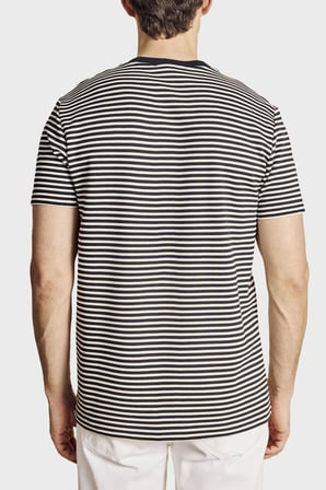 Brooks Brothers Bisiklet Yaka Çizgili T-shirt Erkek T SHİRT BBSS26MTS016157 LACİVERT-BEYAZ