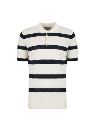 Brooks Brothers Beyaz Erkek Çizgili Triko Polo T-Shirt BBSS26MKL023