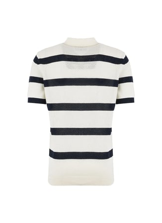 Brooks Brothers Beyaz Erkek Çizgili Triko Polo T-Shirt BBSS26MKL023