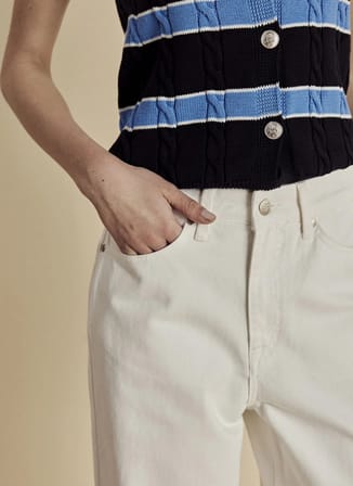 Brooks Brothers Beyaz Kadın Denim Pantolon BBSS26FDP001